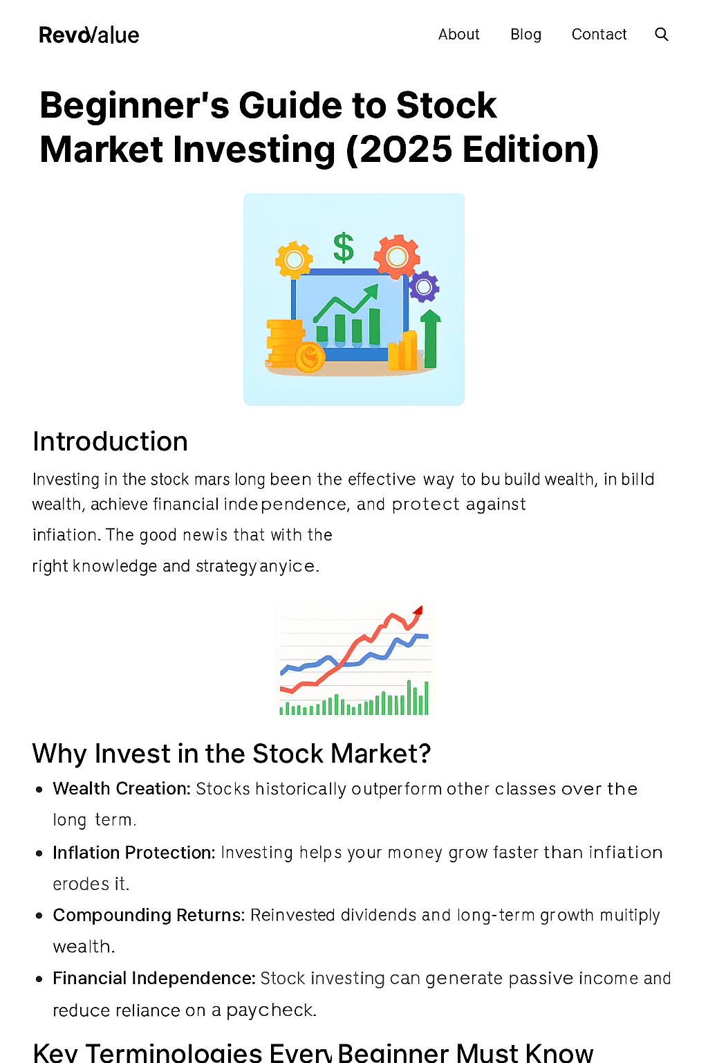 Beginner’s Guide to Stock Market Investing with charts and graphs in the background