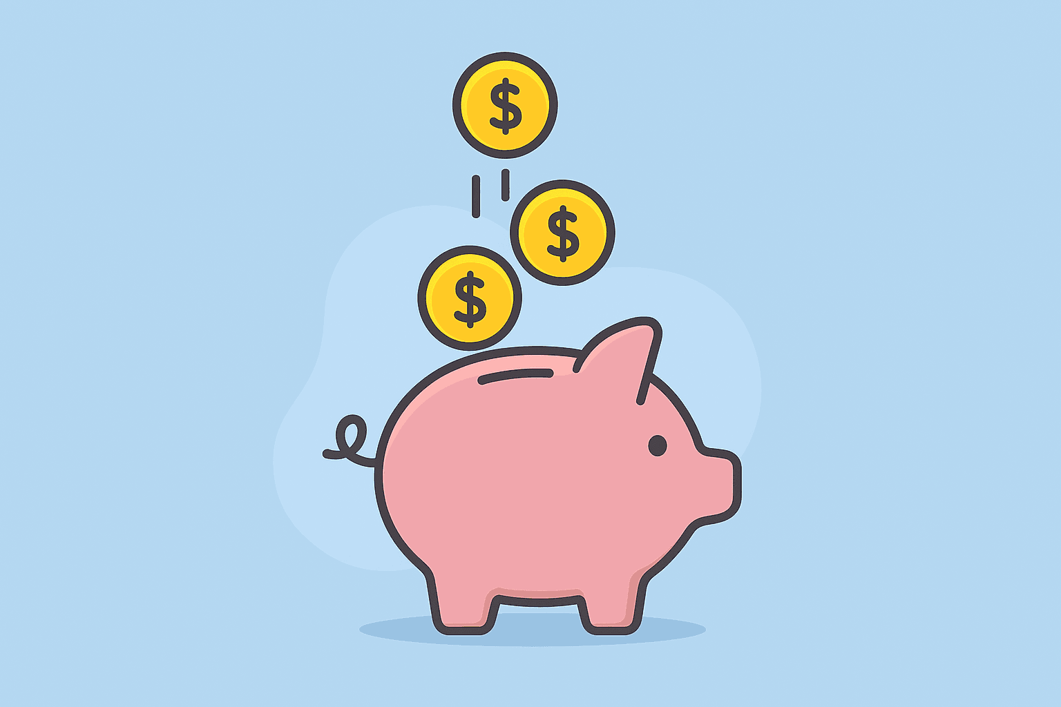 Introduction Section
Piggy bank with dollar coins representing saving money and financial independence for beginners.