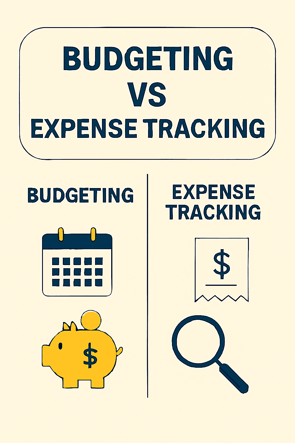 Budgeting vs expense tracking comparison chart for young adults.