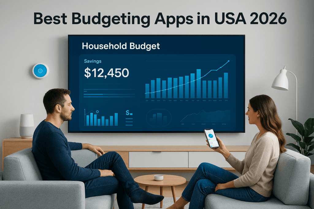 Hero image showing smart home dashboard and budgeting apps in USA 2026