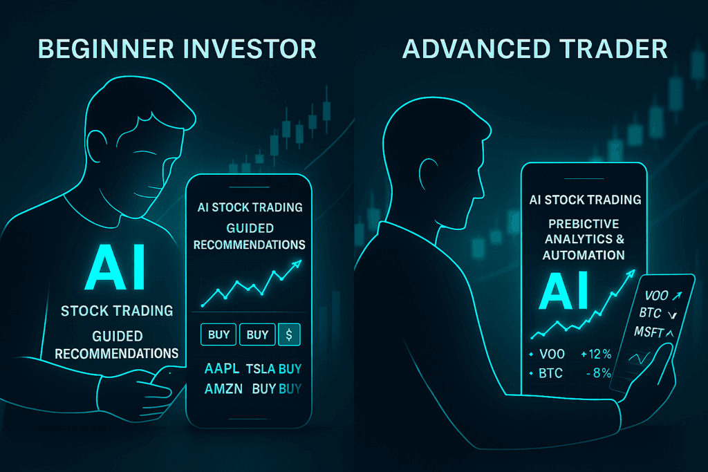 Beginner and advanced investors using AI stock trading apps with predictive analytics and automation USA 2026